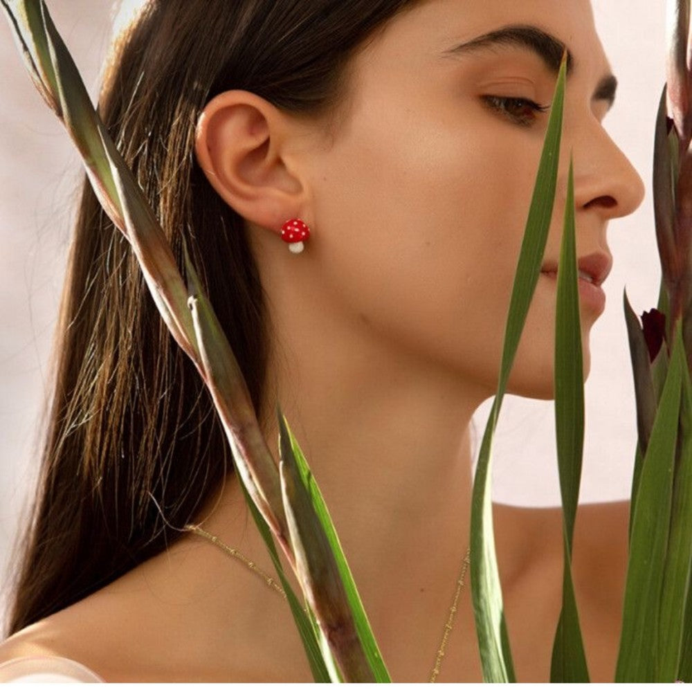 Boucles d'oreilles à tige en forme de champignon, créatives et mignonnes pour femmes