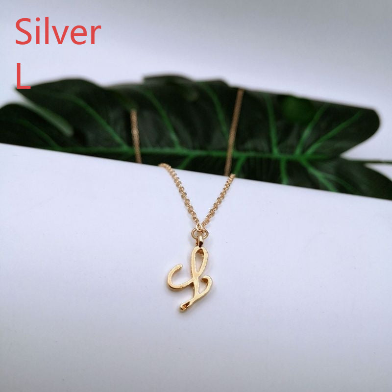 Ornament 26 Letter Necklace Simple Fashion Character Capital English Pendant Special-interest Design Clavicle Chain