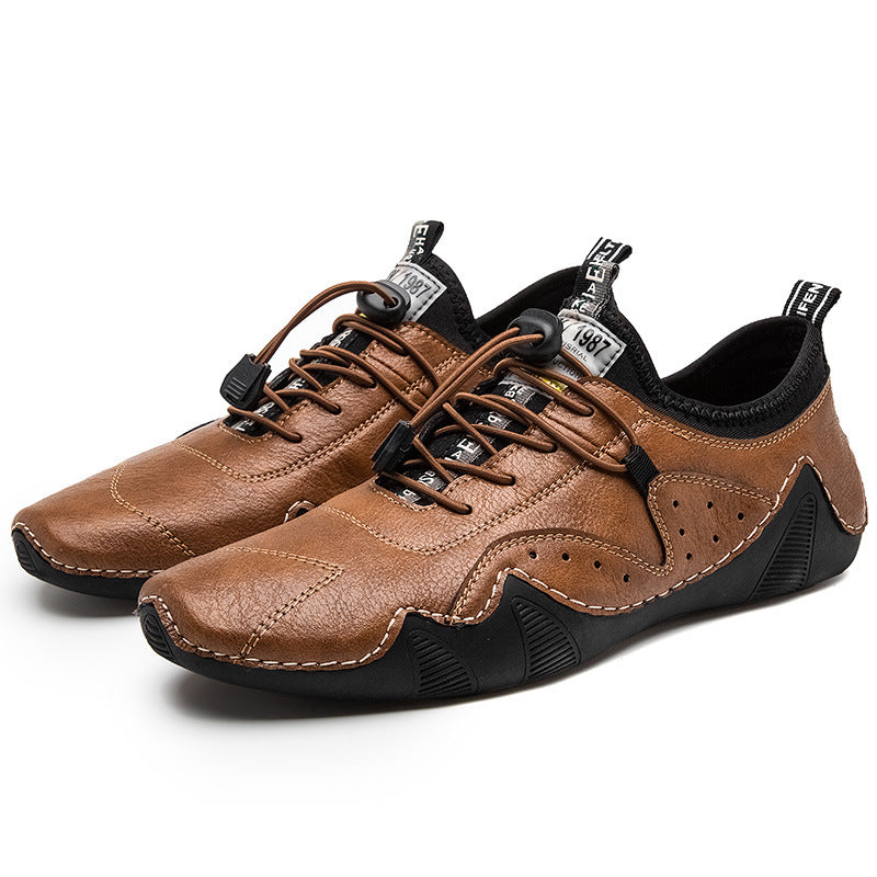Chaussures en cuir décontractées respirantes et polyvalentes pour hommes