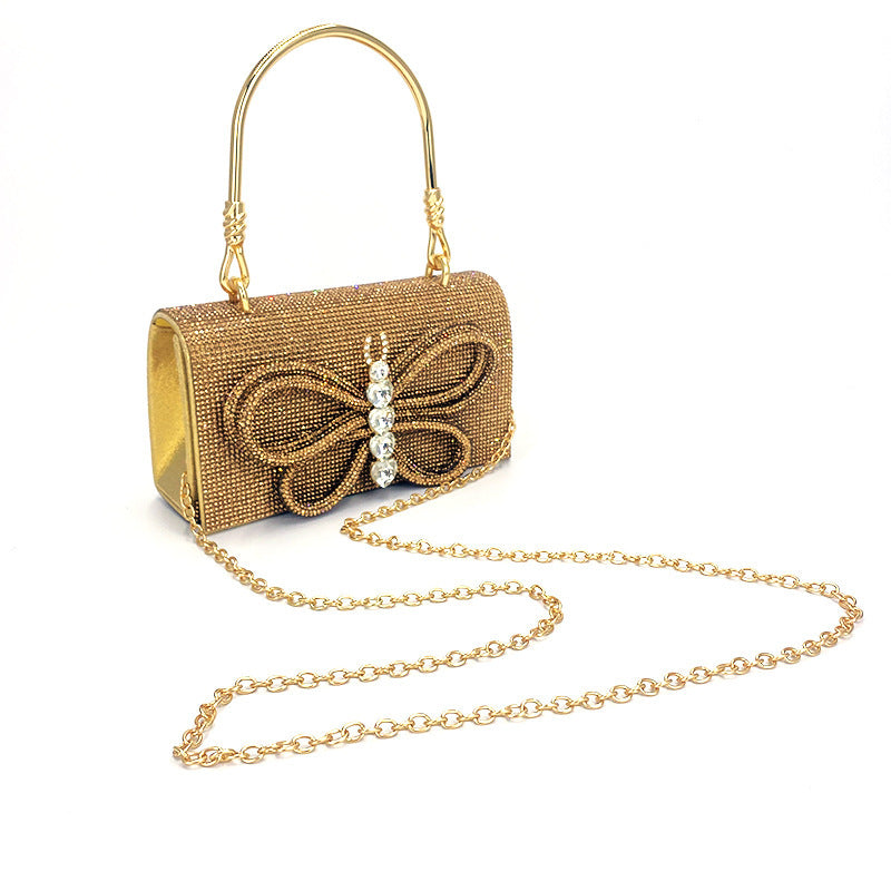 Robe de dîner vêtement papillon diamant brillant petit sac carré