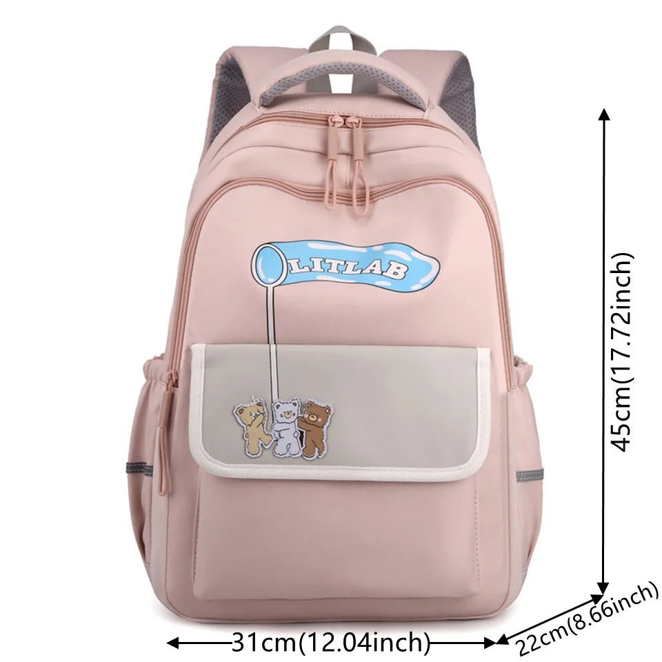 Mochila con letras lindas Mochila con retazos en contraste de color para mujer