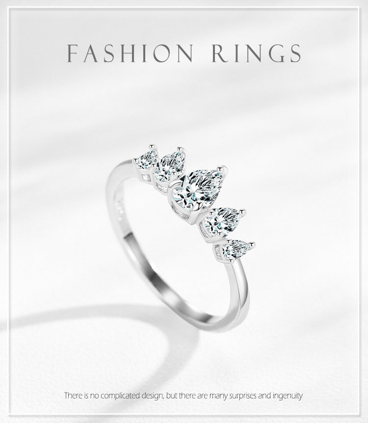 Bague en forme de goutte en argent sterling S925 pour femme