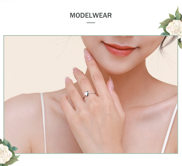 Women's Special-interest Design S925 Sterling Silver Heart-shaped Ring