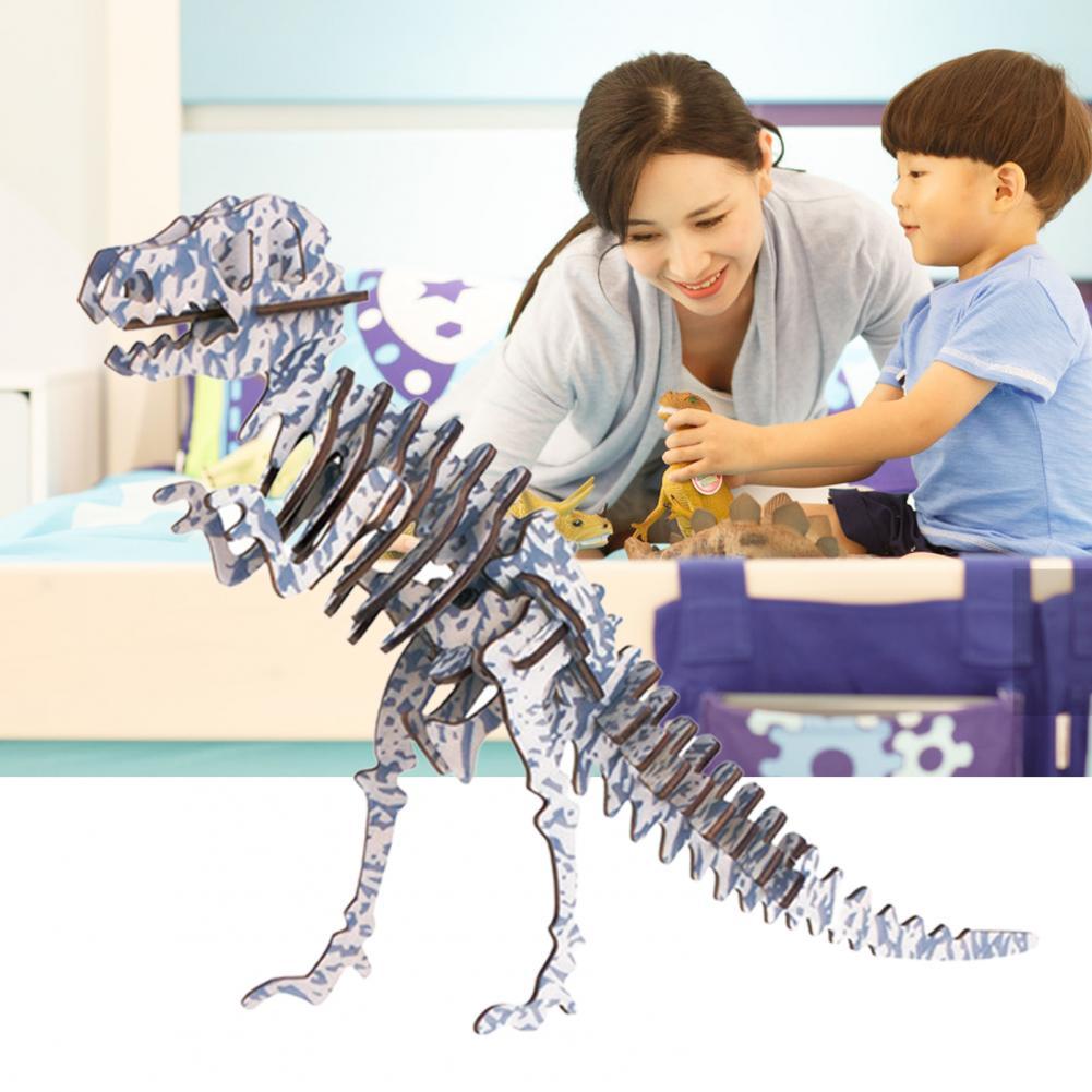 Rex Puzzle 3D en bois modèle Laser bricolage Puzzle pour enfants Simulation jouets de dinosaures