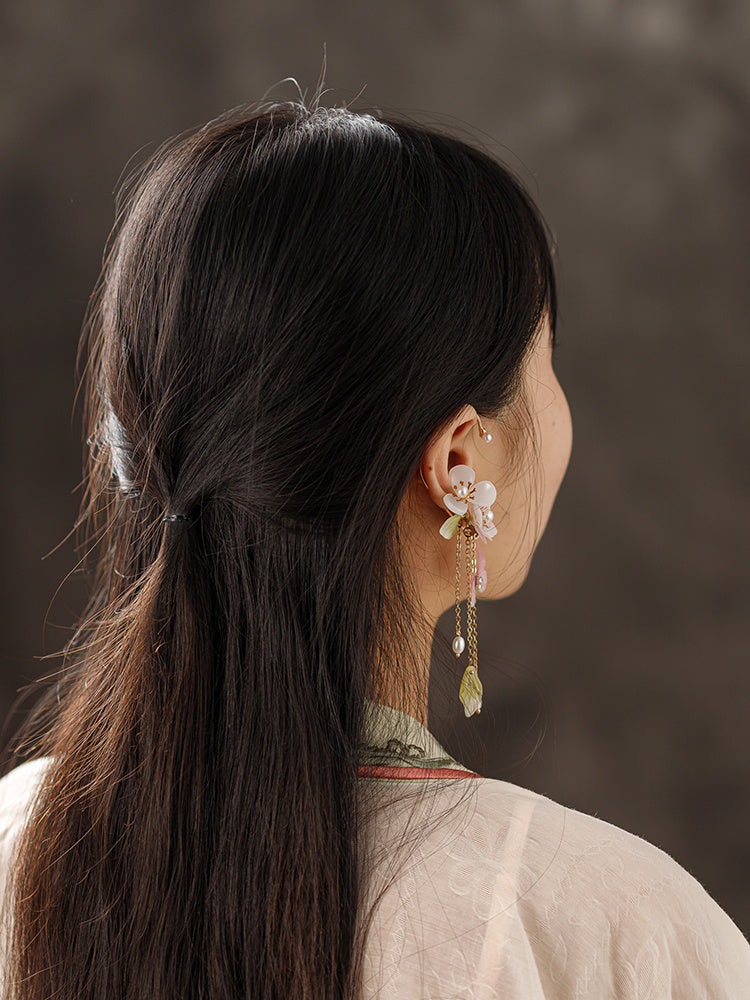 Flowers And Colorful Tassels Ear Hanging Ancient Costume Decoration