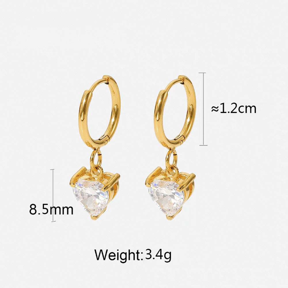 Dopamine haute qualité amour conception Zircon Niche Simple tout-match boucles d'oreilles femme