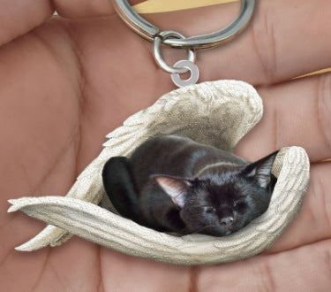New Unique Dogs And Cats Sleeping Angel Pendant Car Key Ring