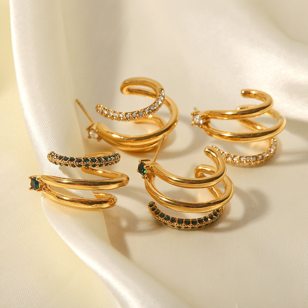 Pendientes de moda INS chapados en oro de 18 quilates