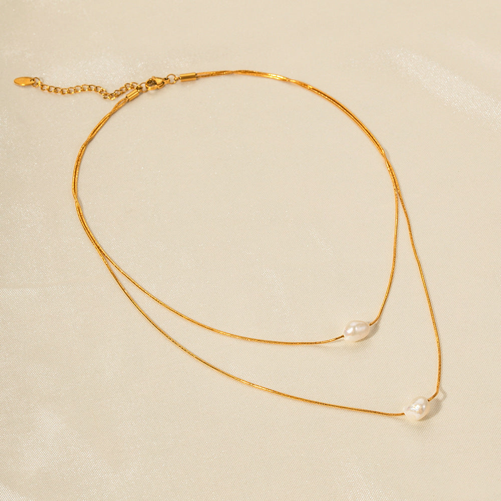 Freshwater Pearl Double-layer Non-fading Necklace