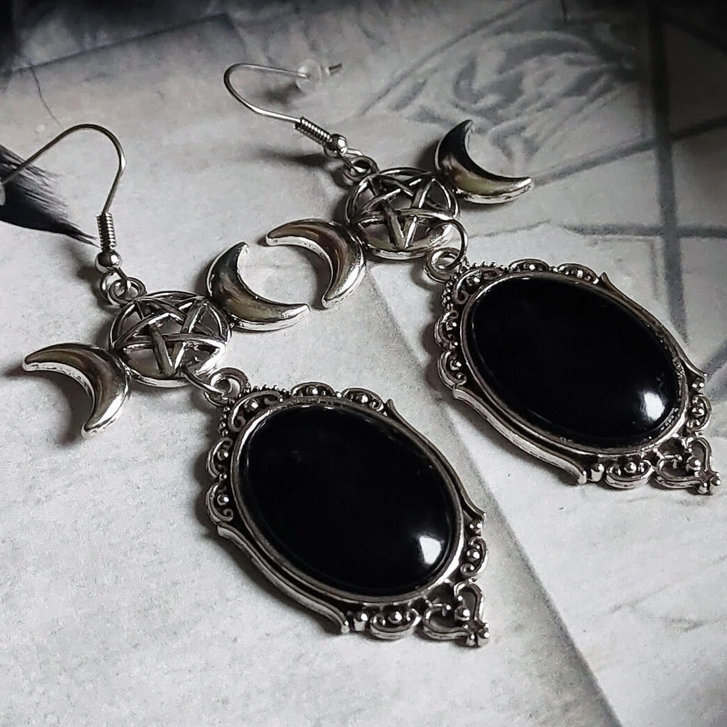 Boucles D'oreilles Pendantes Étoile En Relief Et Triple Étoile À Cinq Branches En Cristal
