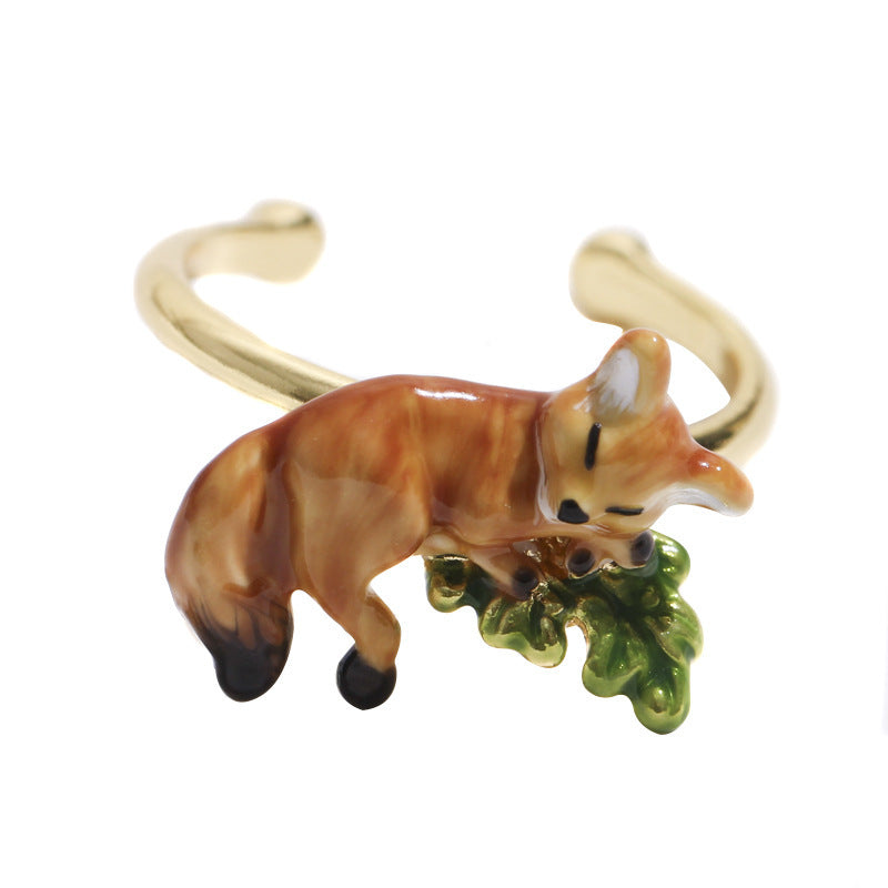 Collar Zorrito Y Flor Frutas Oro