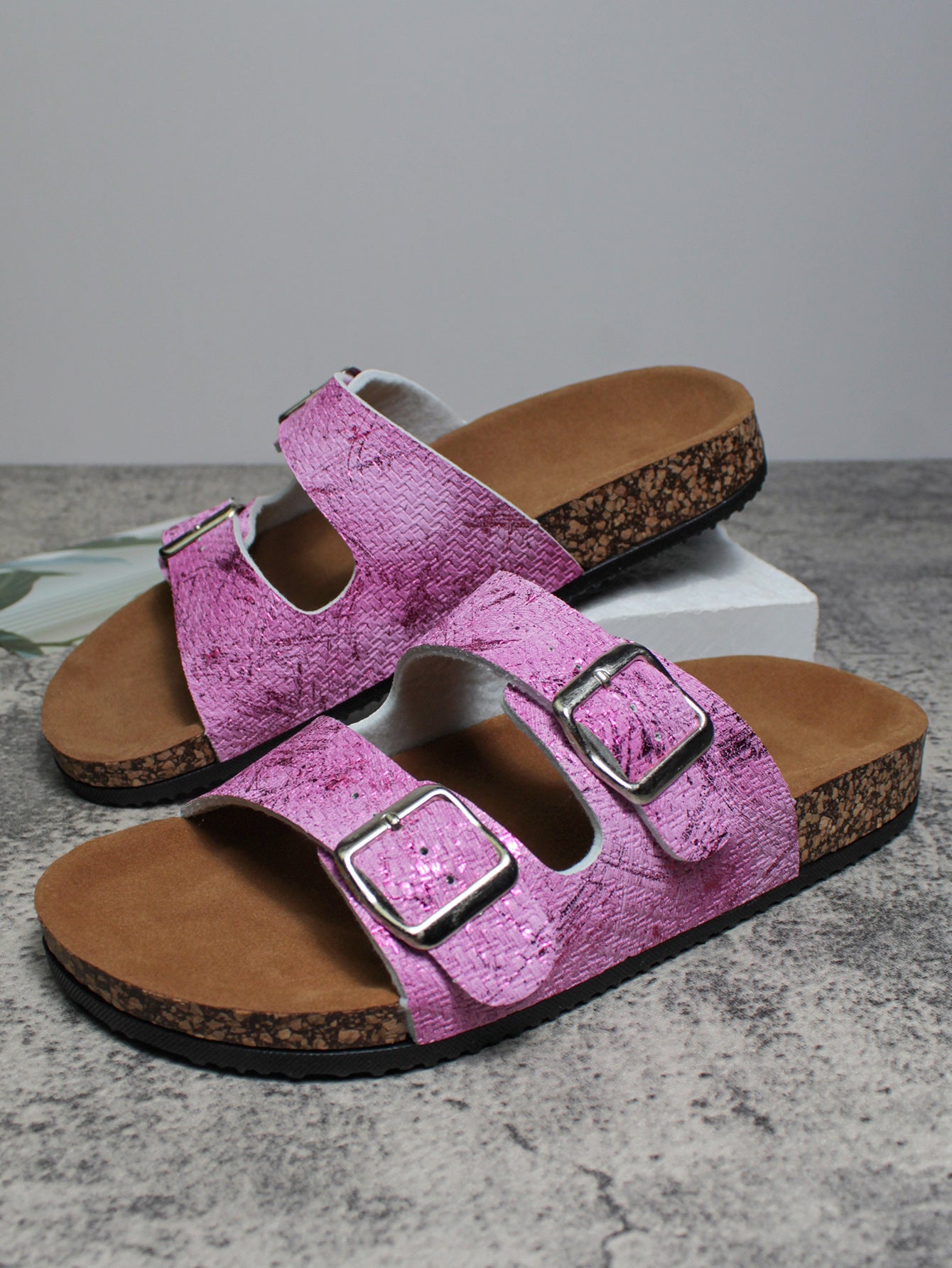 Pantoufles de plage à semelle en liège avec surface en PU