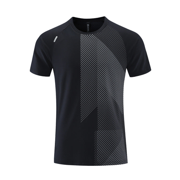 Thermal Transfer Printing Dark Grain Ice Silk Breathable Fitness Short Sleeve