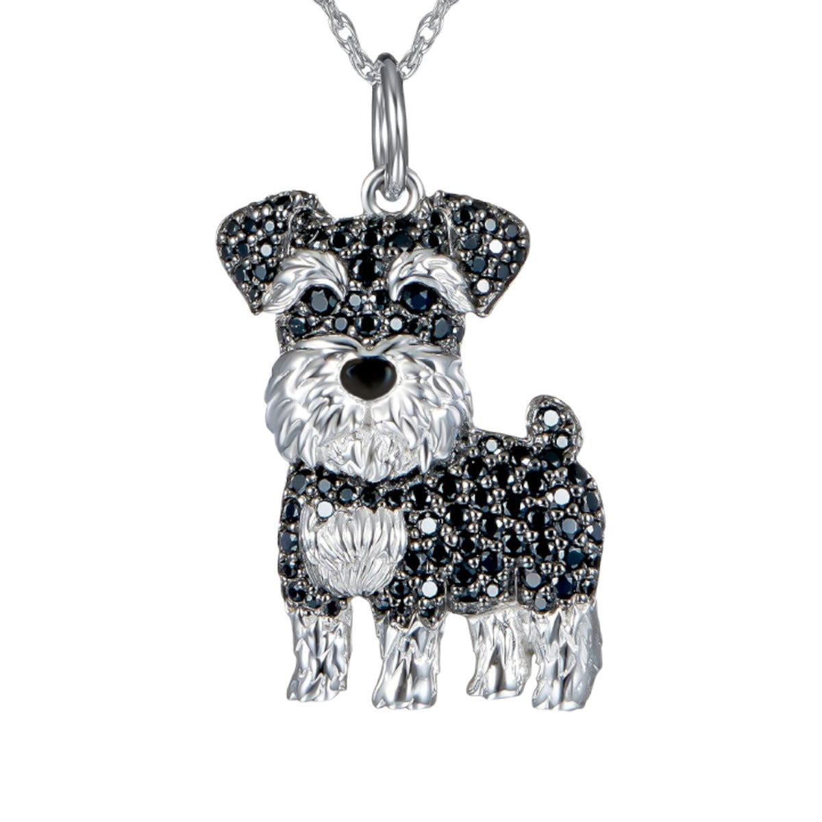 Collier de moulage sous pression en alliage de Zinc, dessin animé mignon Schnauzer exquis et écologique