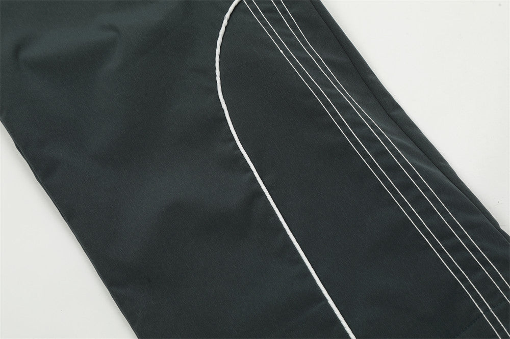 Men's American High Street Design Striped Stitching Straight-leg Wide-leg Pants