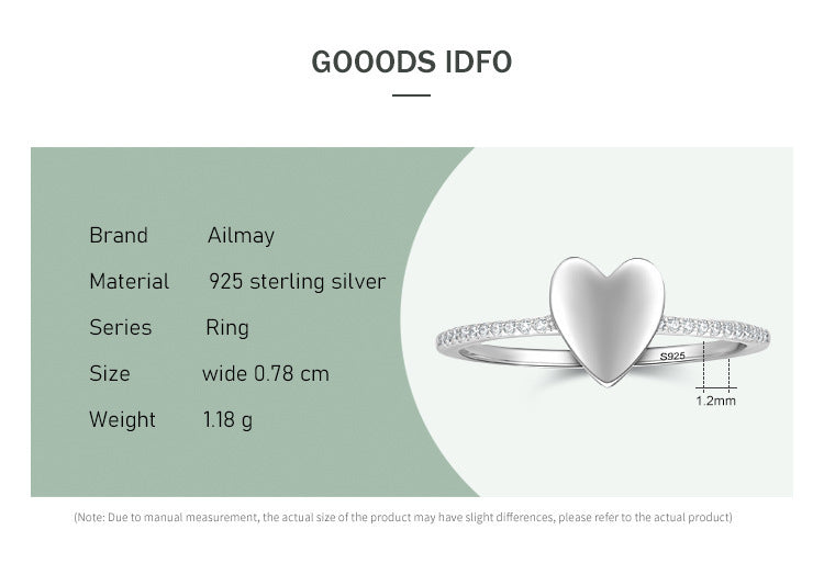 Women's Special-interest Design S925 Sterling Silver Heart-shaped Ring