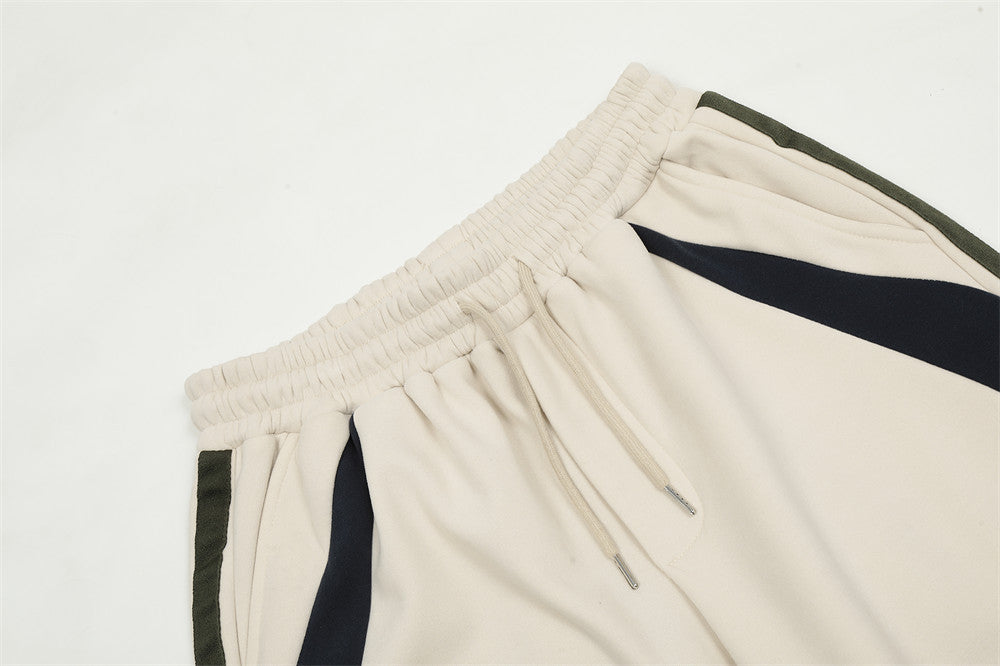 Patchwork Stripes Casual Straight Trousers Male