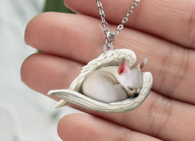 New Unique Dogs And Cats Sleeping Angel Pendant Car Key Ring