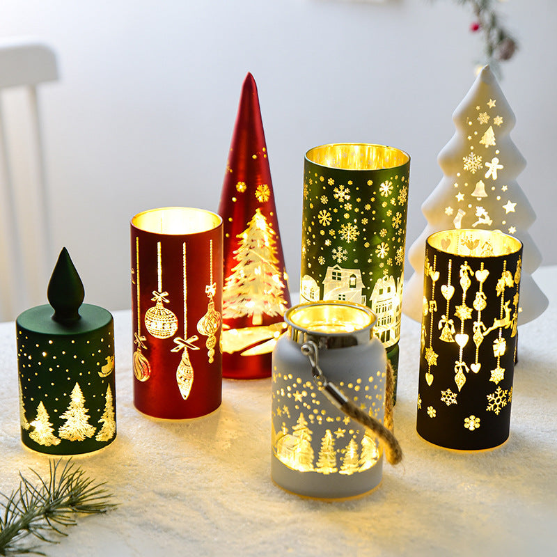 Décoration de bureau en verre lumineux de Noël