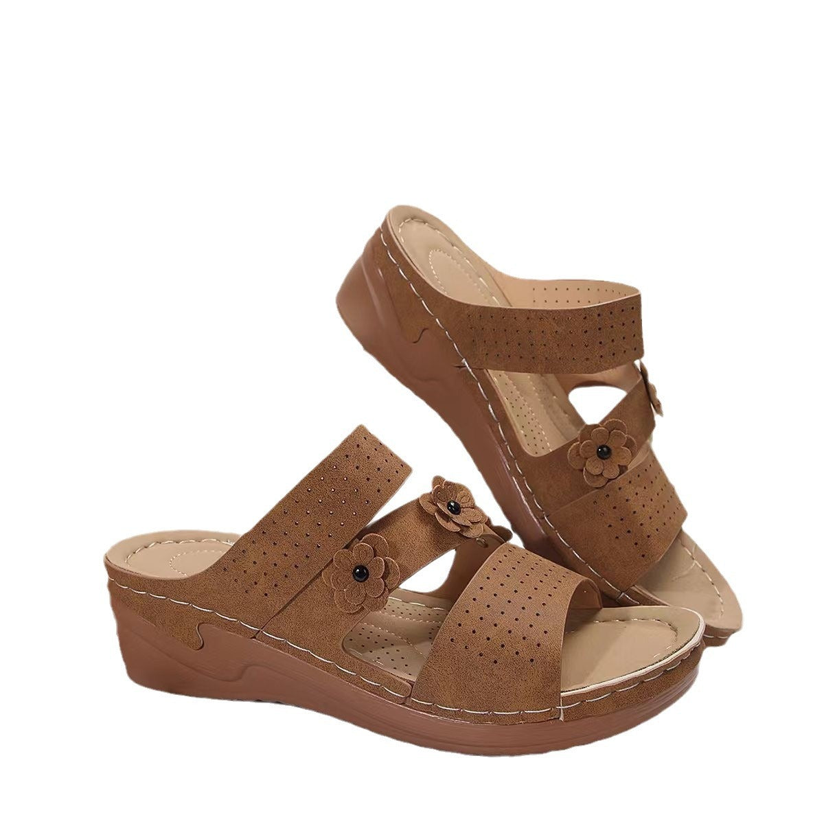 Sandalias con plataforma de cuña y playa de talla grande