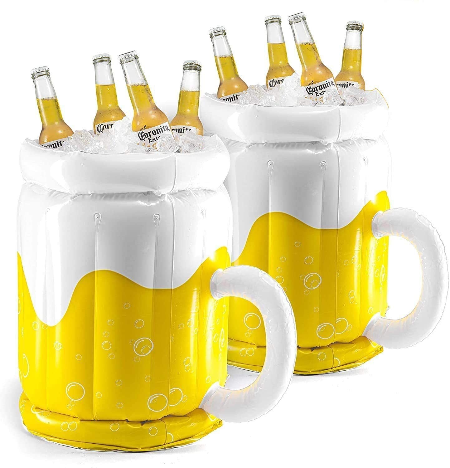 Grand refroidisseur de tasse de bière gonflable refroidisseur de boisson de flotteur de piscine pour les fêtes d'adultes 2 en 1 flotteur de boisson et fournitures de fête excellent jouet pour piscine de plage et jacuzzi