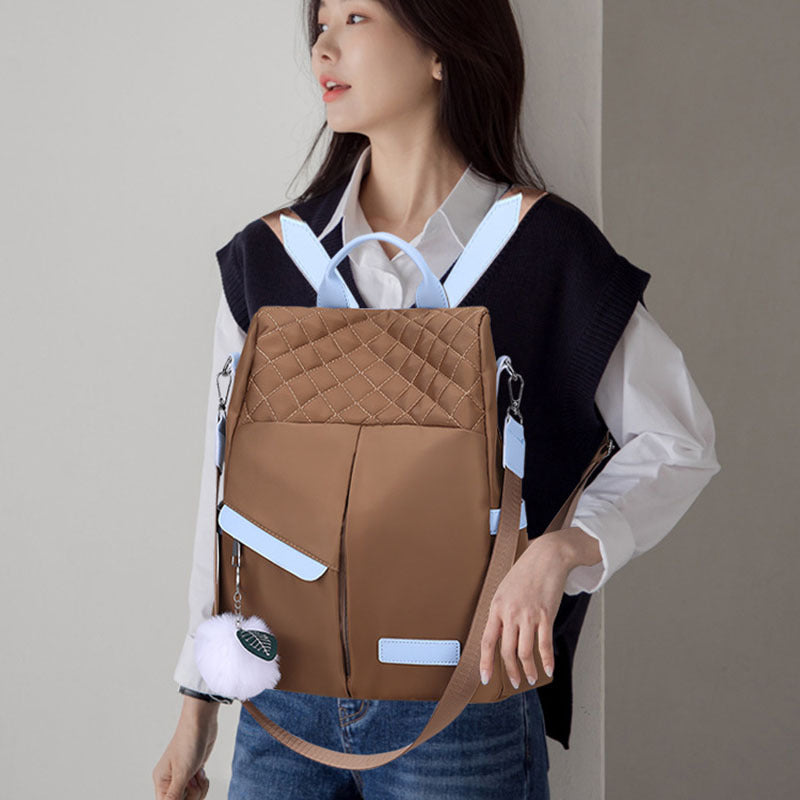 Sac à bandoulière en tissu Oxford décontracté pour femmes, sac à dos étanche de grande capacité de couleur contrastée