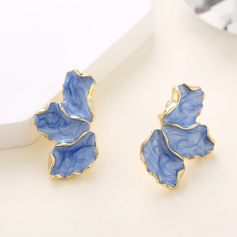 Boucles d'oreilles femelles en forme de feuille d'érable, goutte à goutte, fleur d'huile