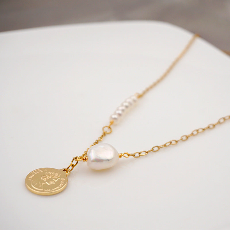 Cadena de clavícula con perlas de personalidad para mujer
