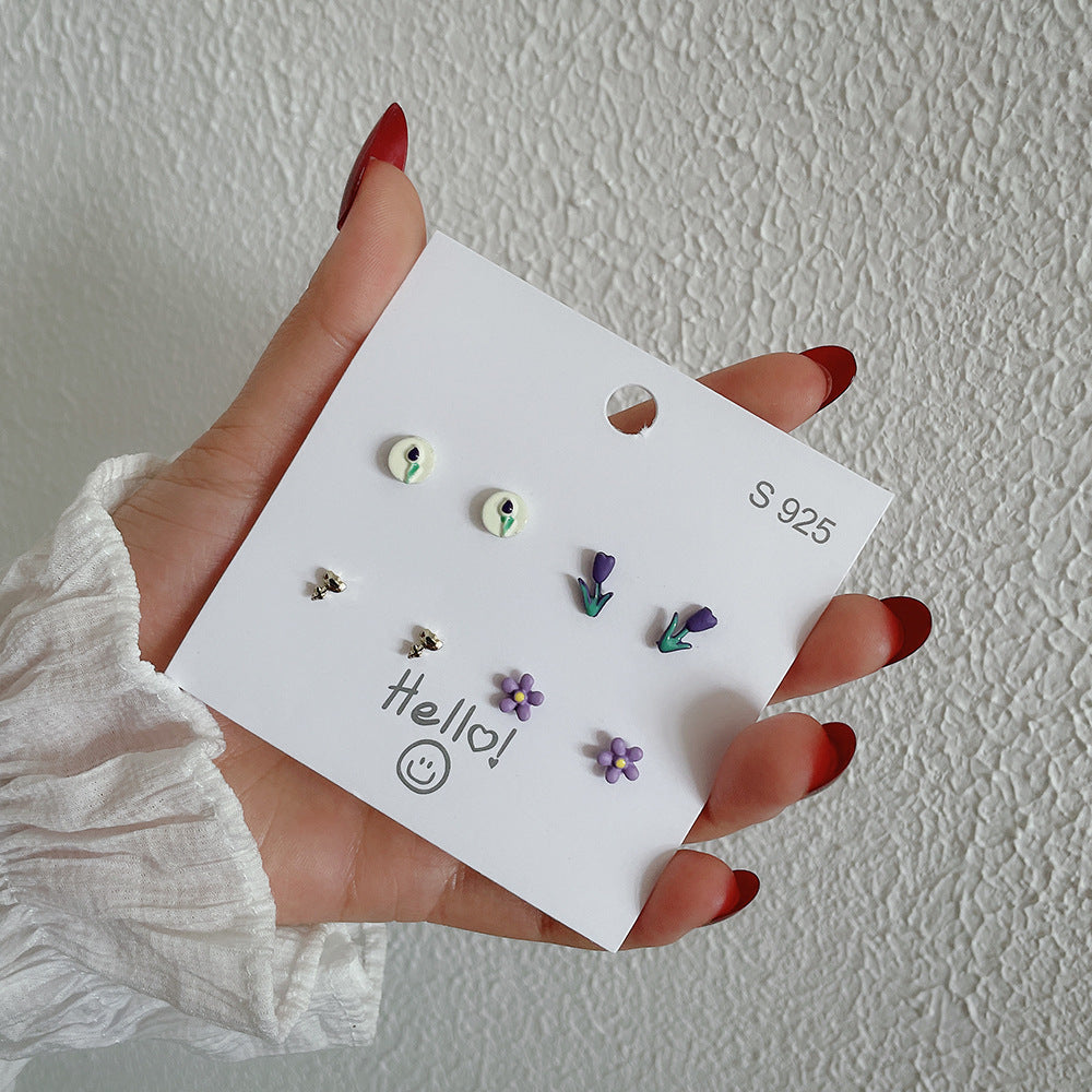 Boucles d'oreilles à tige en argent sterling pour femme