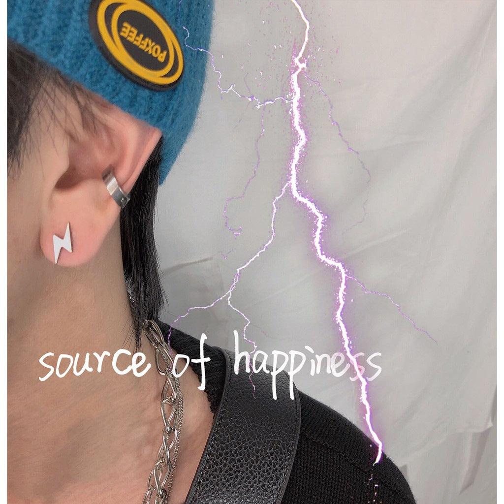 Pendientes de acero de titanio con relámpago dominante de moda de estilo coreano