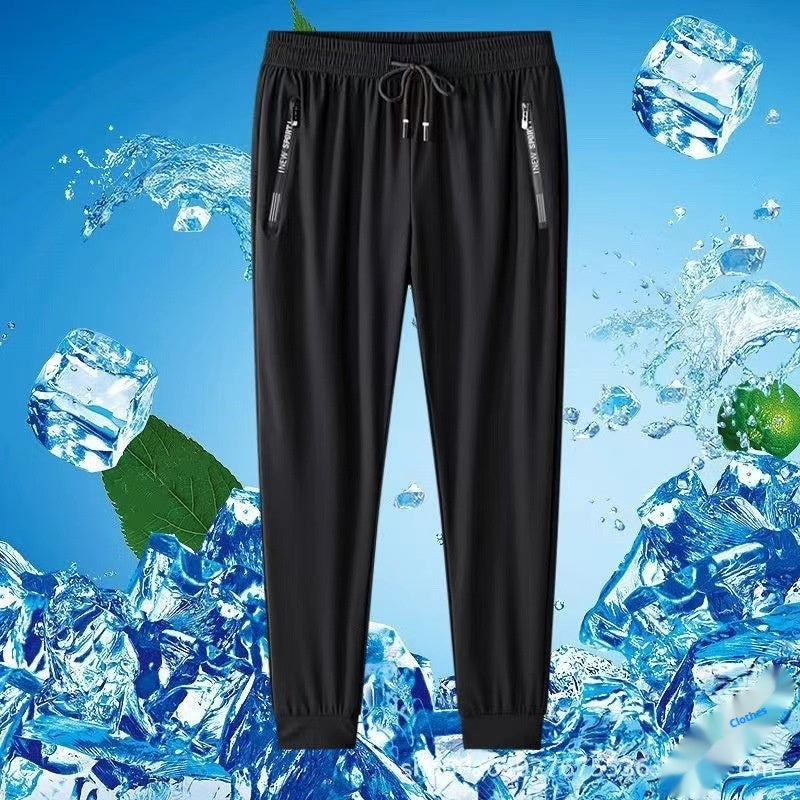 Ice Silk Trousers Men's High Elastic Breathability Leisure Sports Quick-drying