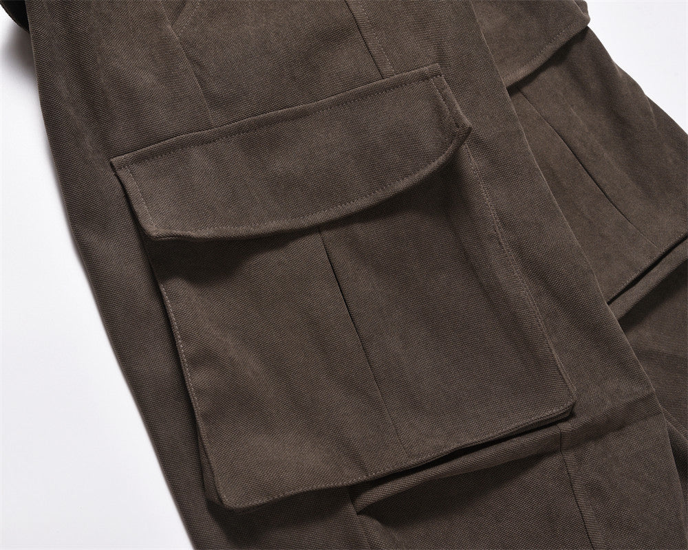 American High Street Knee Pleated Tooling Straight-leg Trousers