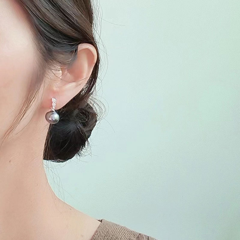 Petites boucles d'oreilles en perles de diamant brillantes pour femmes