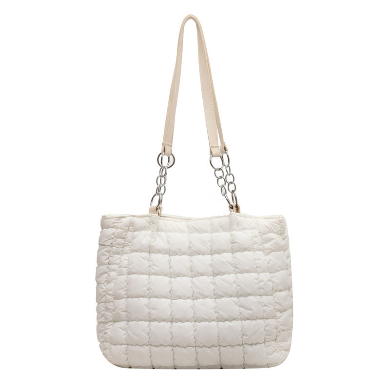 Sacs à main à carreaux en chaîne pour femmes, fourre-tout de styliste à bulles de grande capacité, sac à bandoulière plissé sous les aisselles, mode automne et hiver