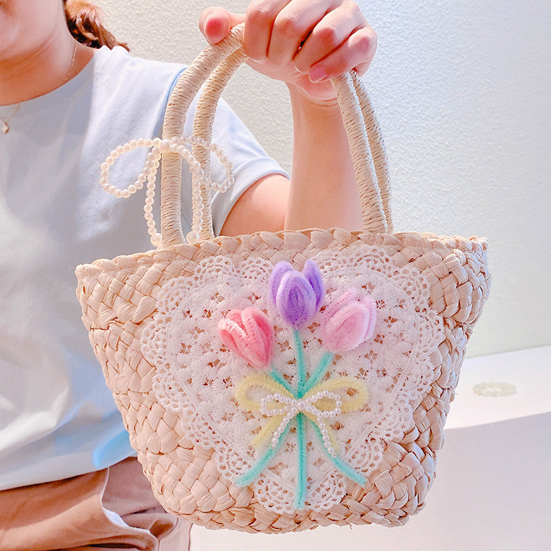 Sweet Flowers Lace Love Sac à main tissé avec perles