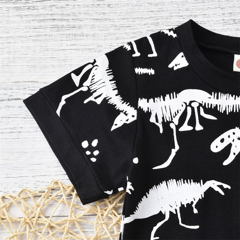 Vêtements d'été pour enfants dinosaures à manches courtes