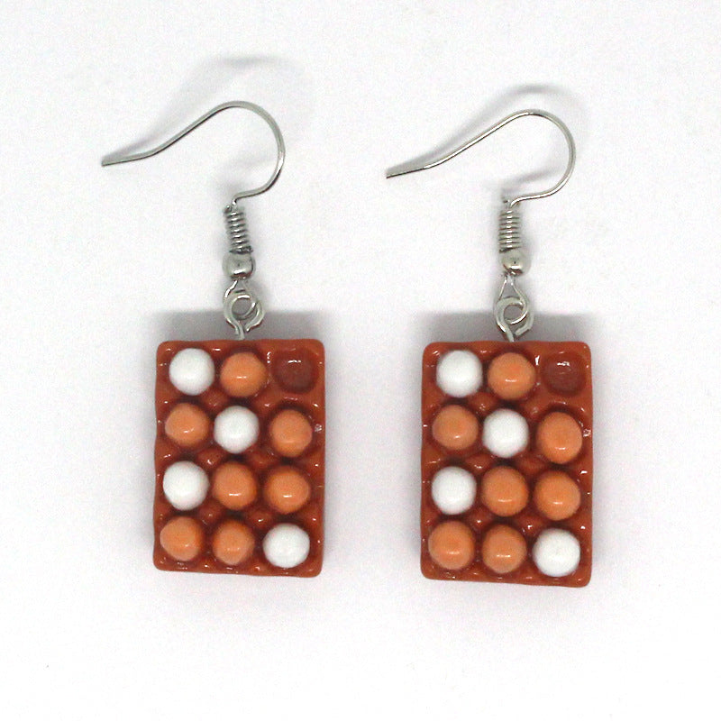 Cute Resin Egg Storage Box Earrings