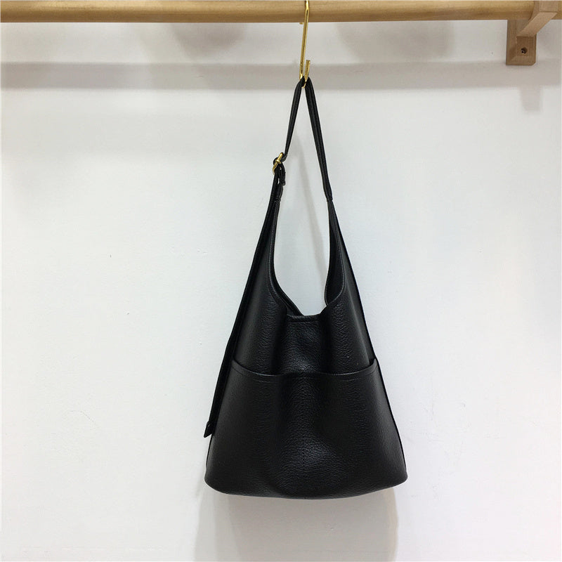 Sac fourre-tout Simple et facile à assortir, sac à bandoulière en cuir souple de grande capacité