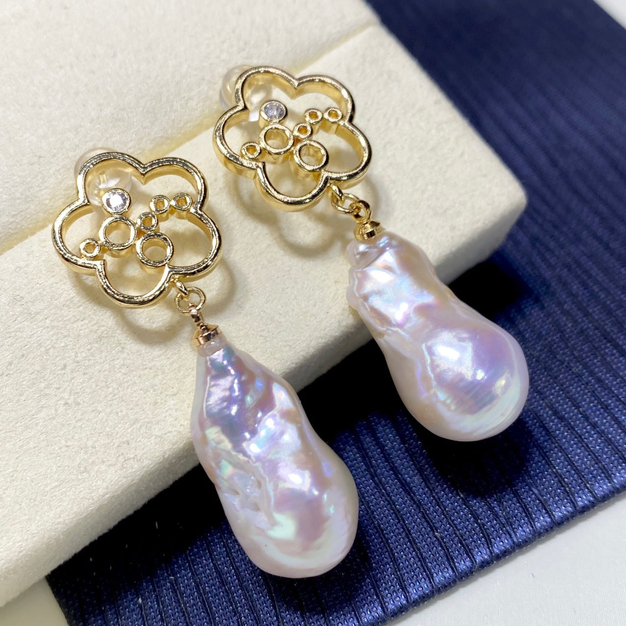New Natural Baroque Shaped Pearl Earrings