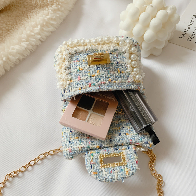 Sac à bandoulière pour enfants avec chaîne en treillis de diamants