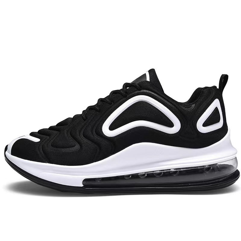 Zapatos informales con cojín de aire para hombre, zapatillas deportivas transpirables con cordones, color negro, para exteriores