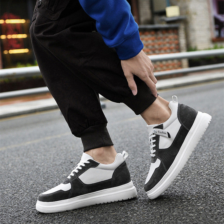 Chaussures en cuir de veau à semelle intérieure augmentant la hauteur, respirantes