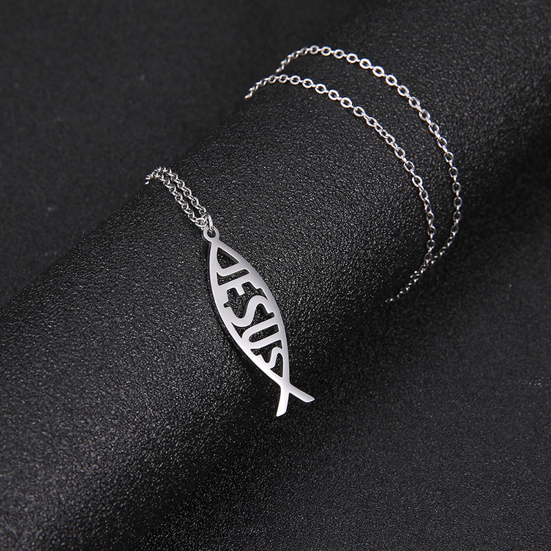 Collier à pampilles simple avec mots d'amour de poisson mignon