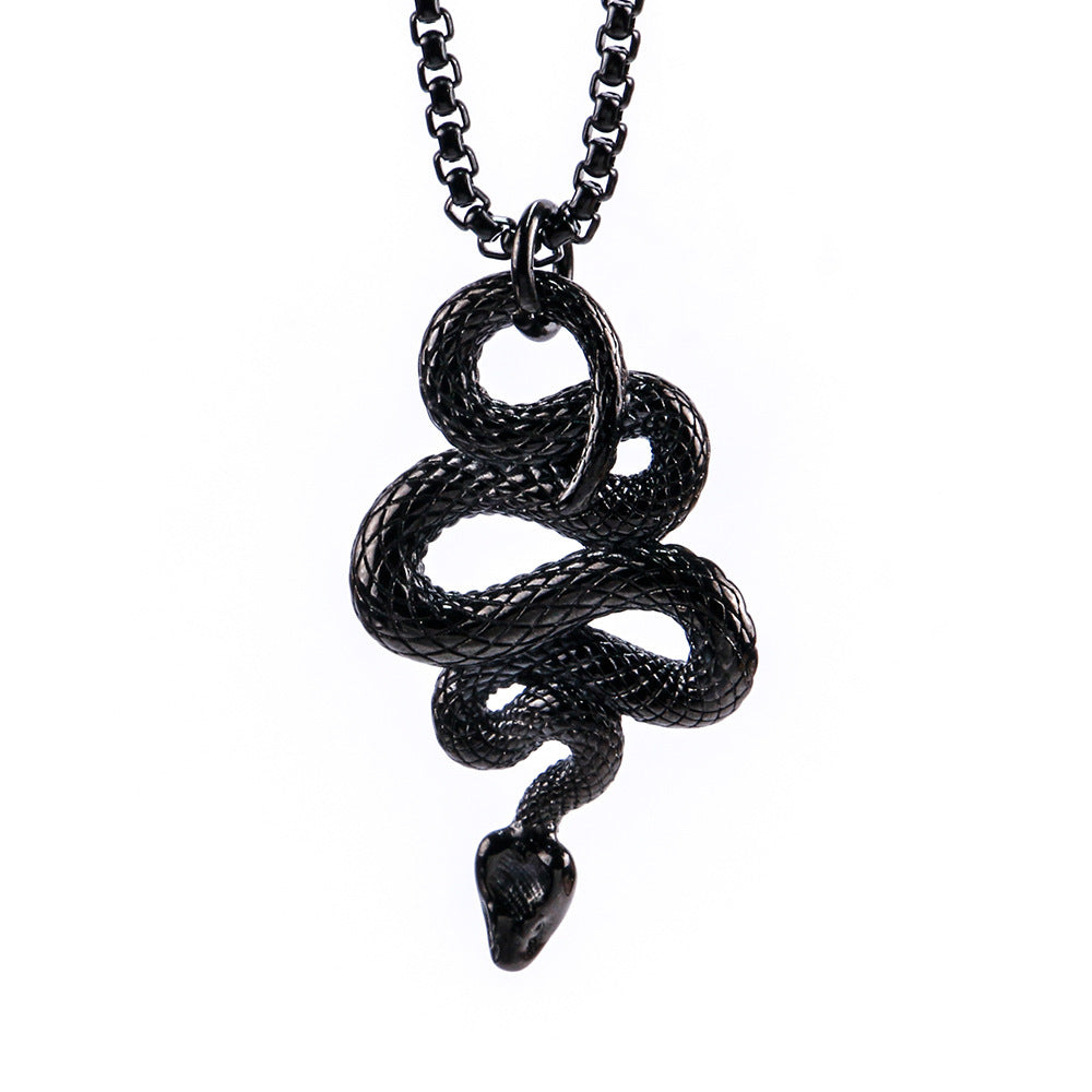 Adorno Collar de acero de titanio con colgante creativo en forma de serpiente animal de acero inoxidable