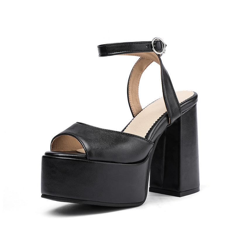 Sandales à talons hauts et talons épais pour femmes, grande taille