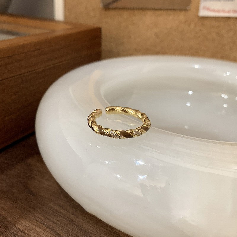 Anillo de piedra Natural ámbar estilo Vintage Maillard para mujer temperamento salvaje