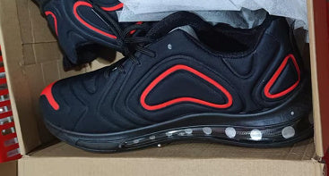 Zapatos informales con cojín de aire para hombre, zapatillas deportivas transpirables con cordones, color negro, para exteriores