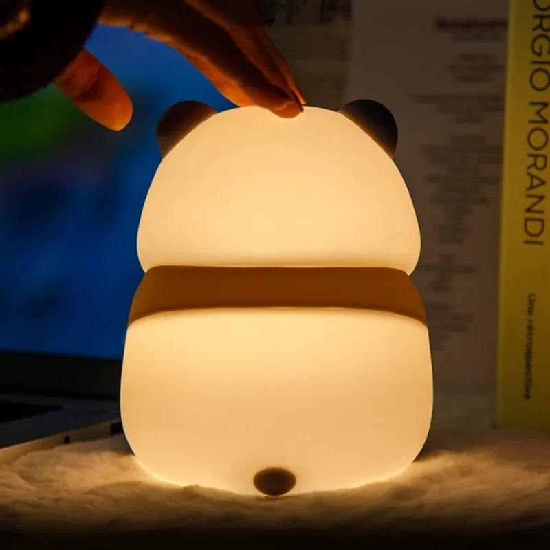 Lampe créative en forme de Panda en Silicone, veilleuse de décoration pour la maison