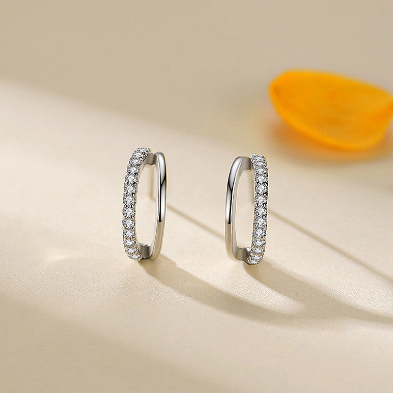 Boucles d'oreilles à tige double couche en forme de C pour femmes