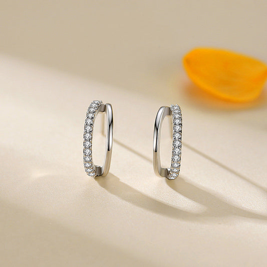 Boucles d'oreilles à tige double couche en forme de C pour femmes